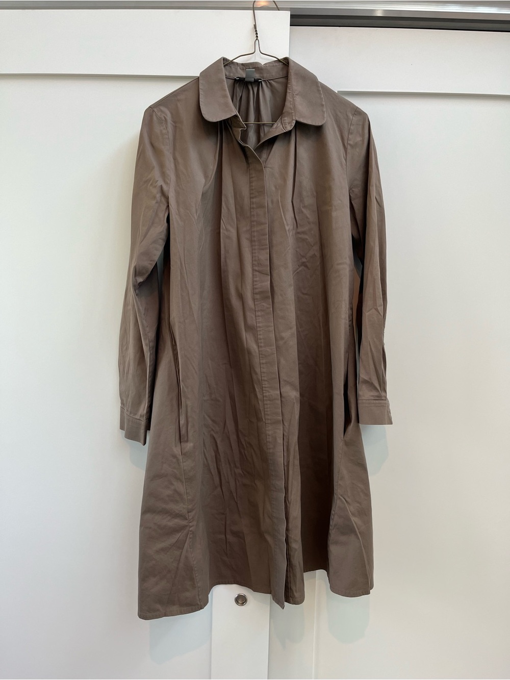 COS Long Sleeve Brown Midi Shirt Dress